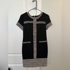 Karl Lagerfeld Black Dress with White Houndstooth Accents